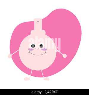 Perfume bottle in the form of a character with a muzzle. For sticker or decal. Flat illustration. Stock Vector