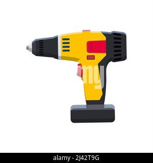 Electric screwdriver, drill tool, illustration, vector Stock Vector