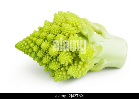 Romanesco broccoli cabbage or Roman Cauliflower isolated on white background with clipping path and full depth of field Stock Photo