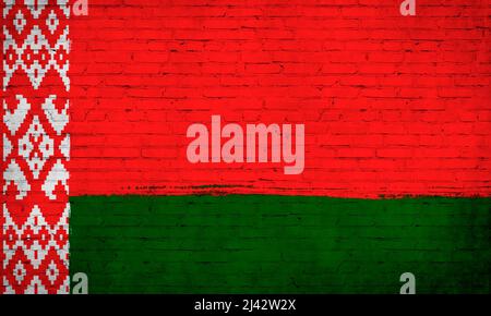 Belarus flag painted on brick wall. National country flag background Stock Photo