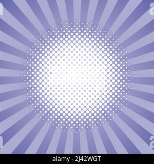 Vector pop art background in a trend color very peri with radial lines and dots Stock Vector