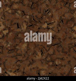 Rusty welded metal plates with alternative panel layout, derelict welded metal. 3D generated seamless texture, high definition pattern. Roasted and cr Stock Photo