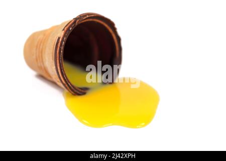 Eggnog in a waffle cup against a white background Stock Photo
