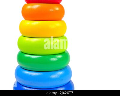 Ring stack tower isolated against white background Stock Photo