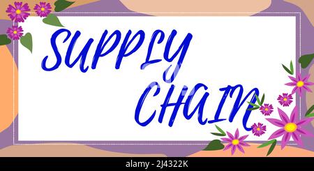 Text caption presenting Supply Chain. Business idea System of organization and processes from supplier to consumer Blank Frame Decorated With Abstract Stock Photo