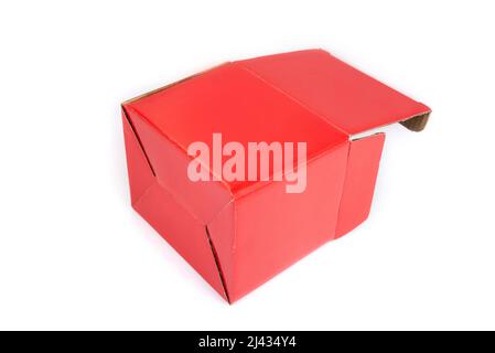 Empty red paper box on a black background Stock Photo