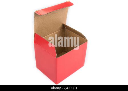 Empty red paper box on a black background Stock Photo