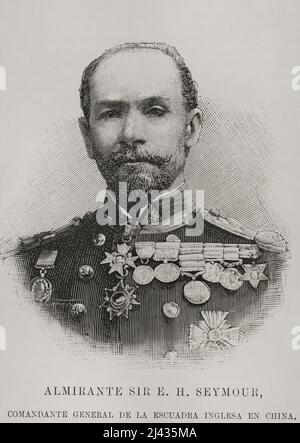 Edward Hobart Seymour (1840-1929). British admiral. Commander-in-Chief of the China Station. Portrait. Engraving. La Ilustración Española y Americana, 1898. Stock Photo