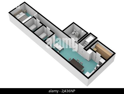 Underground bunker. Bunker. Bunker floor plan. Bunker floor plan. 3D illustration. Floor plan. Bunker for babies floor plan. Underground. Stock Photo