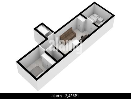 Underground bunker. Bunker. Bunker floor plan. Bunker floor plan. 3D illustration. Floor plan. Bunker for babies floor plan. Underground. Stock Photo