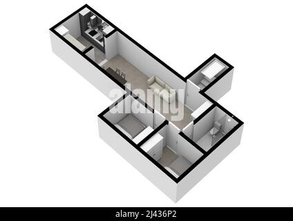 Underground bunker. Bunker. Bunker floor plan. Bunker floor plan. 3D illustration. Floor plan. Bunker for babies floor plan. Underground. Stock Photo