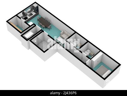 Underground bunker. Bunker. Bunker floor plan. Bunker floor plan. 3D illustration. Floor plan. Bunker for babies floor plan. Underground. Stock Photo