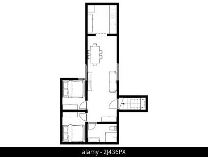 Underground bunker. Bunker. Bunker floor plan. Bunker floor plan. 3D illustration. Floor plan. Bunker for babies floor plan. Underground. Stock Photo