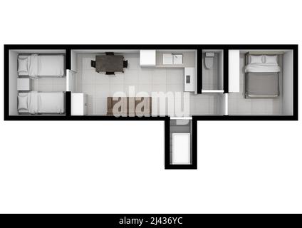 Underground bunker. Bunker. Bunker floor plan. Bunker floor plan. 3D illustration. Floor plan. Bunker for babies floor plan. Underground. Stock Photo