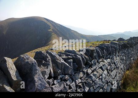 Views on Nantlle Ridge looking back towards Yr Wyddfa, Snowdonia Stock Photo