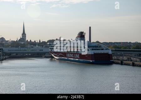 MS Viking XPRS is a fast cruiseferry owned by the Finland-based Viking Line and operated on their service between Helsinki, Finland and Tallinn, Eston Stock Photo