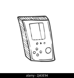 doodle electronic tetris handheld game console. isolated vector Stock Vector