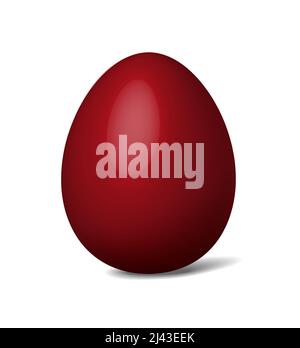 Traditional dark red Easter egg with shadow. Vector illustration for your design. Stock Vector