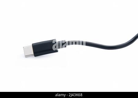 USB type c cable isolated on white background. with clipping path Stock Photo