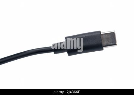 USB type c cable isolated on white background. with clipping path Stock Photo