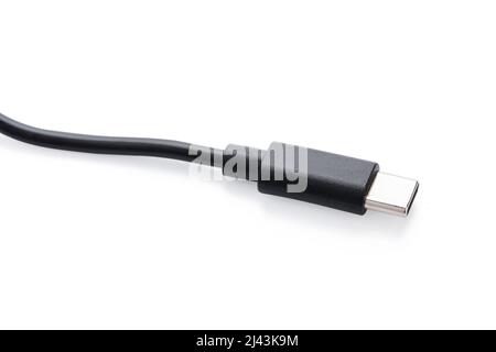 USB type c cable isolated on white background. with clipping path Stock Photo