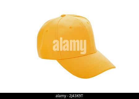 Yellow baseball cap isolated on white background. with clipping path Stock Photo