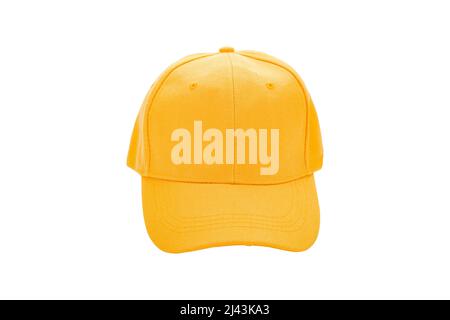 Yellow baseball cap isolated on white background. with clipping path Stock Photo