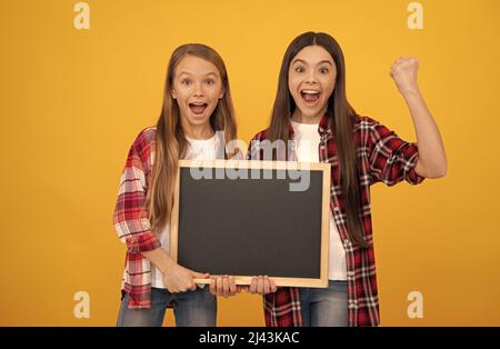 kids presenting novelty information. childhood education. copy space for announcement. Stock Photo