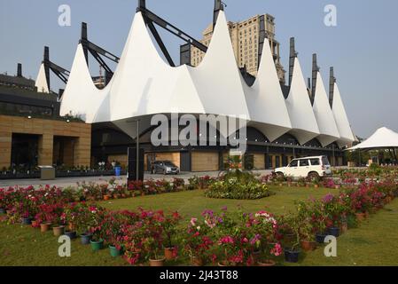 KOLKATA, INDIA - APRIL 11:  A view of the Biswa Bangla Mela Prangan exhibition centre at E M Bypass  on April 11, 2022 in Kolkata, India. Chief Minister Mamata Banerjee on Monday inaugurated the revamped Milan Mela rechristened as 'Biswa Bangla Mela Prangan' having an international standard exhibition facility spread across 22 acres of land and stated that venues like these have the potential to attract investment of Rs 24,000 crore and employment of over 1 lakh. (Photo by Samir Jana/Hindustan Times/Sipa USA) Stock Photo