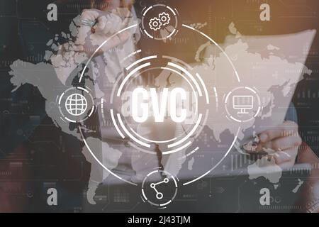 gvc global value chain concept with big word or text and team people ...