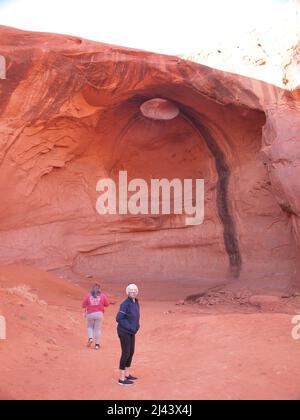 Monument Valley in northern Arizona and southern Utah in the Navajo Nation. Spectacular site made famous in American Western movies. Stock Photo