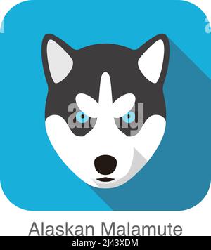 Siberian Husky baby's face, Alaskan Malamute  vector illustrator Stock Vector