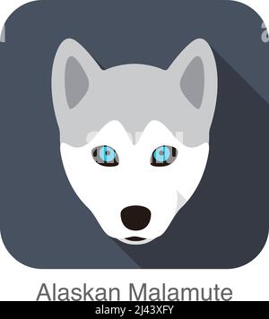 Siberian Husky baby's face, Alaskan Malamute  vector illustrator Stock Vector