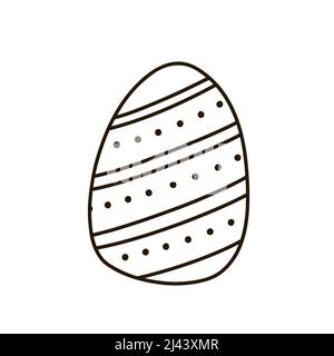 Cute decorated Easter egg isolated on white background. Vector hand-drawn illustration in doodle style. Perfect for holiday designs, cards, logo