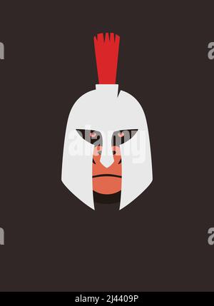 Portrait of gorilla, wearing rome general helmet, cool style Stock Vector