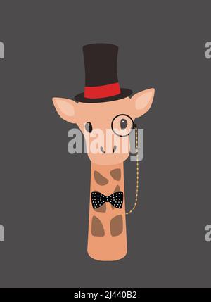 Cute Cool Giraffe Character Wearing Sunglasses Vector Illustration For ...