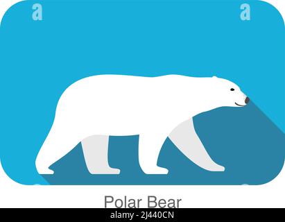 Polar bear walking side flat 3D icon design, vector illustration Stock Vector