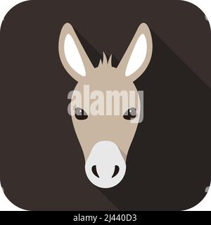 Donkey face flat icon simple design vector illustration Stock Vector