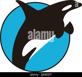 Killer Whale jumping in the sea flat icon design, vector illustration Stock Vector