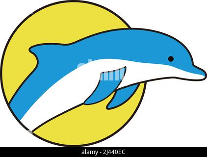 Dolphin jumping outside the sea flat icon design, vector illustration Stock Vector