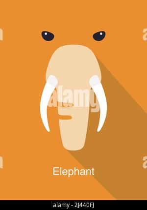 Elephant face flat icon design. Animal icons series, vector illustration Stock Vector