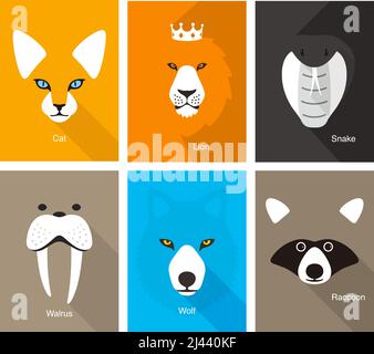 Simple animal portrait, flat vector illustration Stock Vector