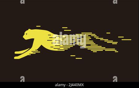 Cheetah running, simple line, vector illustration Stock Vector