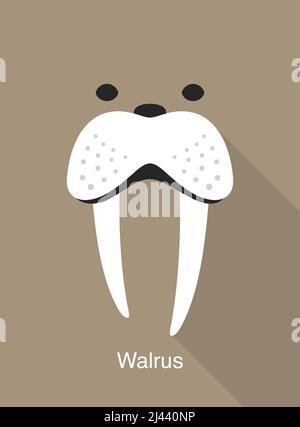 Walrus face icon, vector illustration Stock Vector