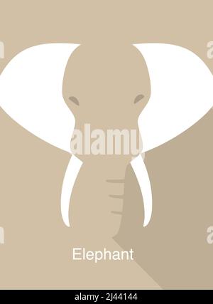 Elephant face flat icon simple design, vector illustration Stock Vector