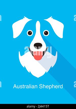 Australian Shepherd dog face flat icon design, vector illustration