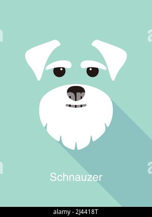 Schnauzer dog face flat icon design, vector illustration Stock Vector