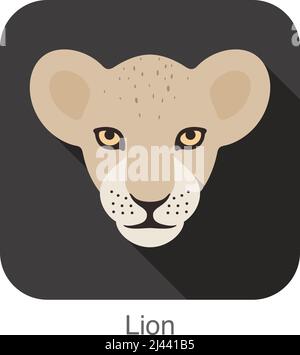 Cute Lion baby, Cat breed face cartoon flat icon design Stock Vector