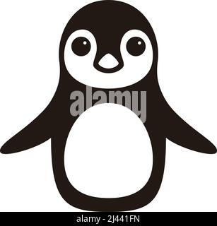 Penguin baby standing on the ground, watching the camera Stock Vector