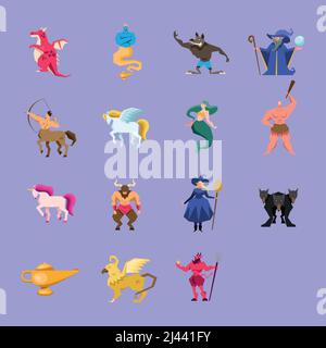 set of fantastic, magical creatures design Stock Vector